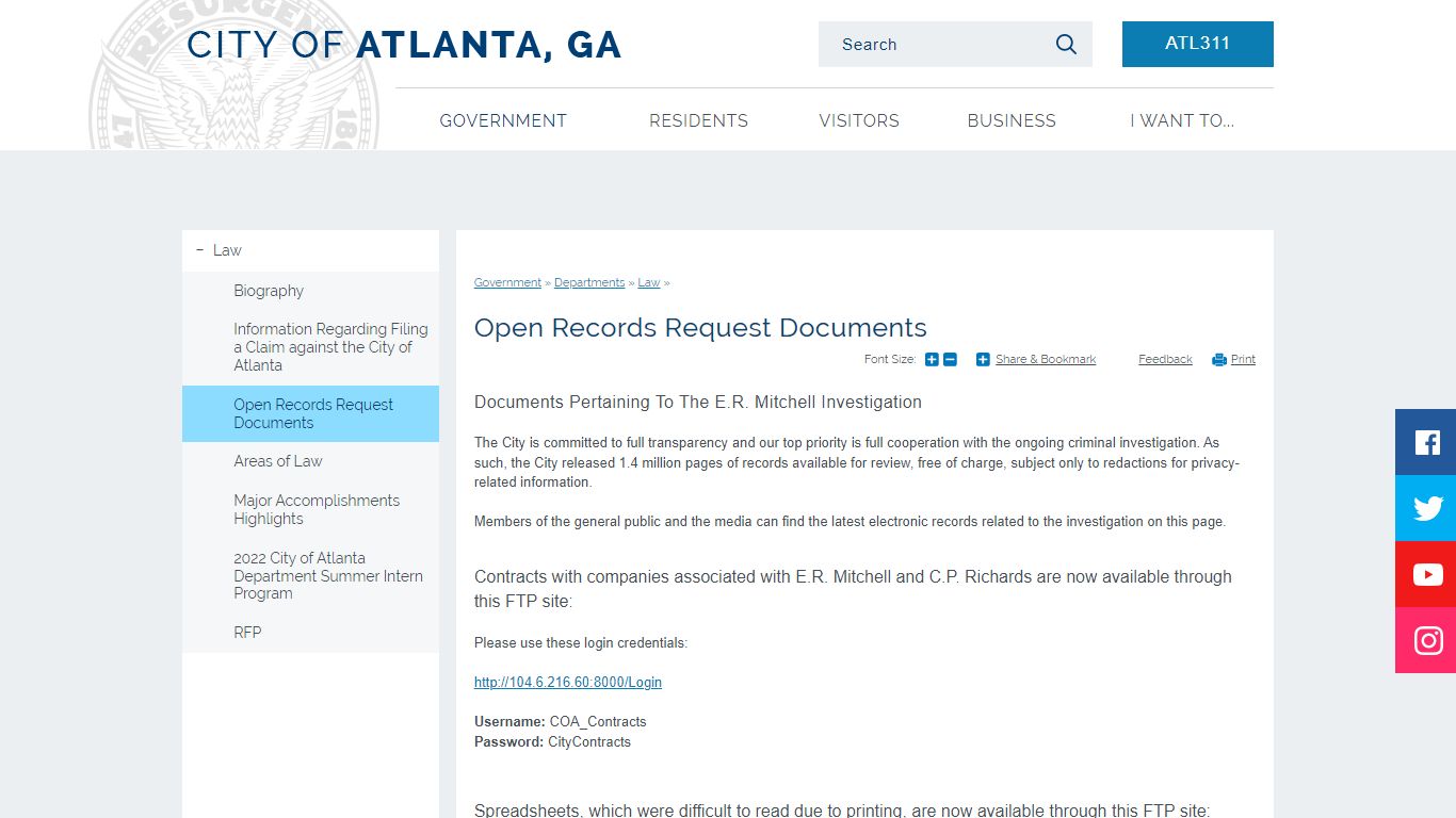 Open Records Request Documents | Atlanta, GA